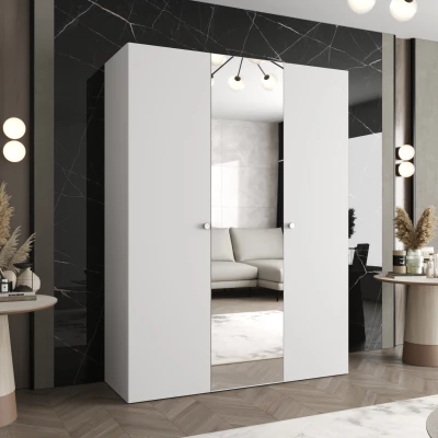 Spiegelschrank CAITIR 2 150 cm - weiß / silberne Griffe