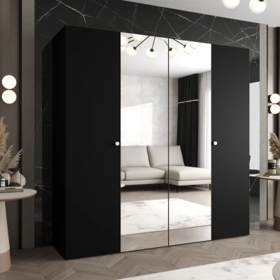 Spiegelschrank CAITIR 2 200 cm - schwarz / silberne Griffe