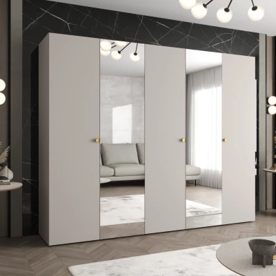 Spiegelschrank CAITIR 2 250 cm - Kaschmir / goldene Griffe