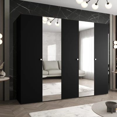 Spiegelschrank CAITIR 2 250 cm - schwarz / silberne Griffe