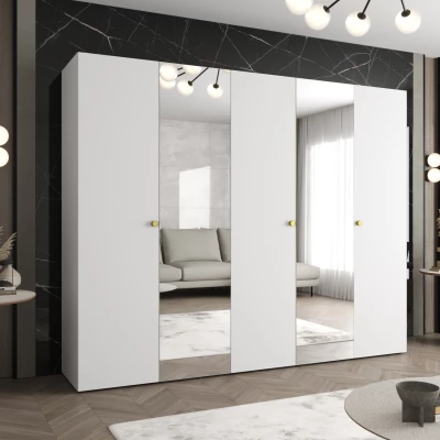 Spiegelschrank CAITIR 2 250 cm - weiß / goldene Griffe