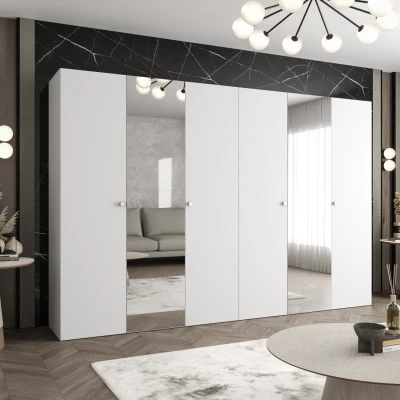 Spiegelschrank CAITIR 2 300 cm - weiß / silberne Griffe