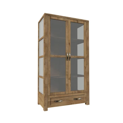 VANEDA Glasvitrine - Eiche Lefkas / Gold