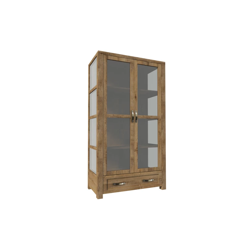 VANEDA Glasvitrine - Eiche Lefkas / Gold