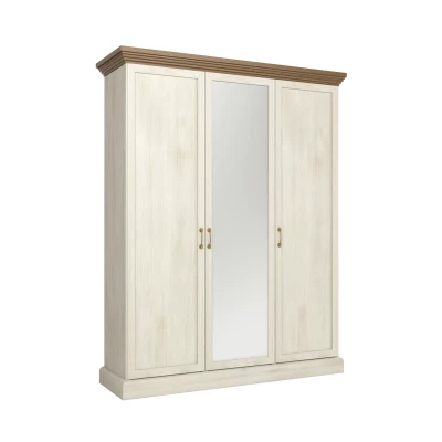 Kleiderschrank mit Regalen und Spiegel 157 cm ELDOR – Nordische Kiefer / Wildeiche