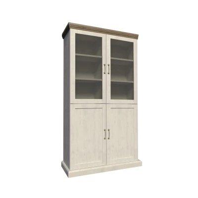 Viertürige Vitrine mit Glasteil ELDOR – Nordische Kiefer / Wildeiche