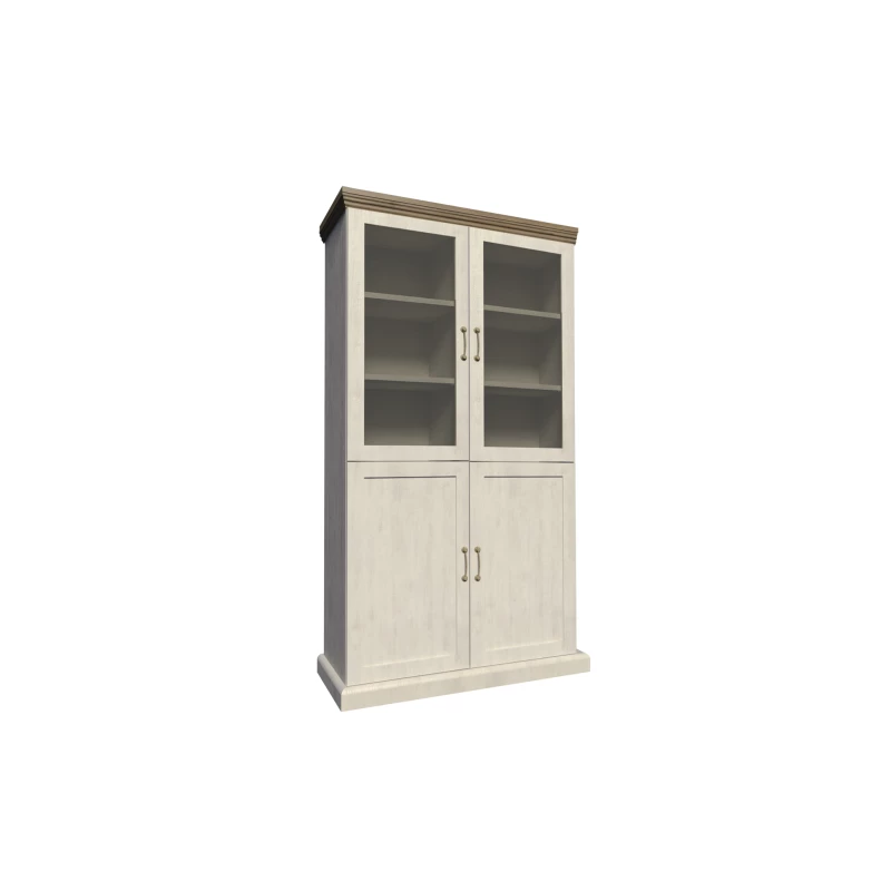 Viertürige Vitrine mit Glasteil ELDOR – Nordische Kiefer / Wildeiche