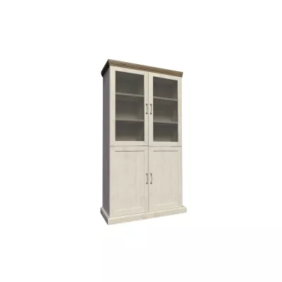 Viertürige Vitrine mit Glasteil ELDOR – Nordische Kiefer / Wildeiche
