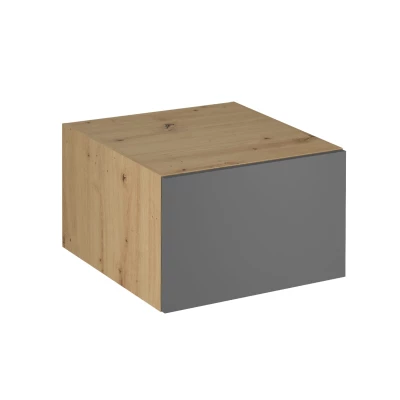 Hoher Hängeschrank mit Flügeltüren VALEN – Breite 60 cm, Eiche handwerklich/grau