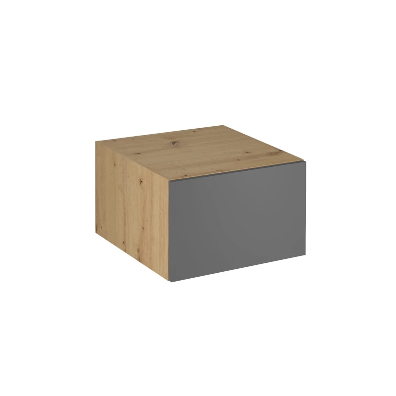 Hoher Hängeschrank mit Flügeltüren VALEN – Breite 60 cm, Eiche handwerklich/grau