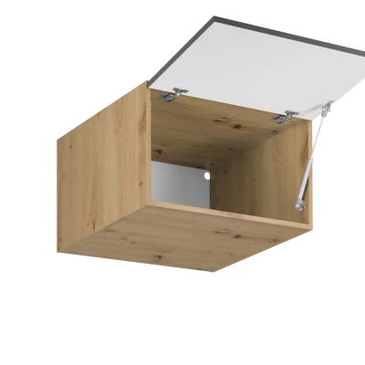 Hoher Hängeschrank mit Flügeltüren VALEN – Breite 60 cm, Eiche handwerklich/grau