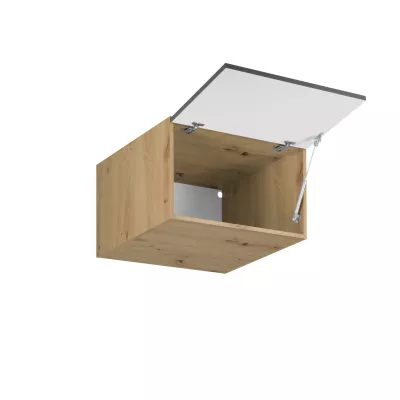 Hoher Hängeschrank mit Flügeltüren VALEN – Breite 60 cm, Eiche handwerklich/grau