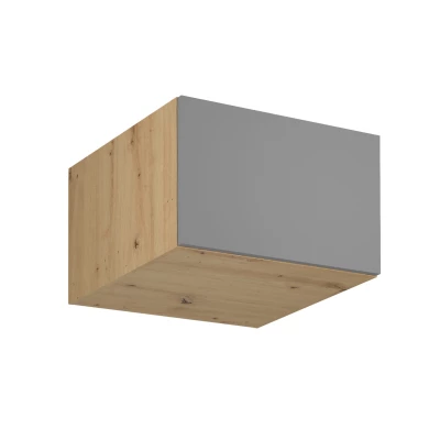 Hoher Hängeschrank mit Flügeltüren VALEN – Breite 60 cm, Eiche handwerklich / Graubeige