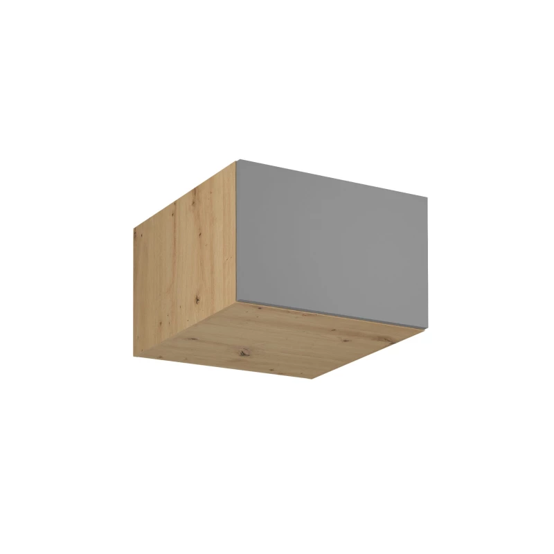 Hoher Hängeschrank mit Flügeltüren VALEN – Breite 60 cm, Eiche handwerklich / Graubeige