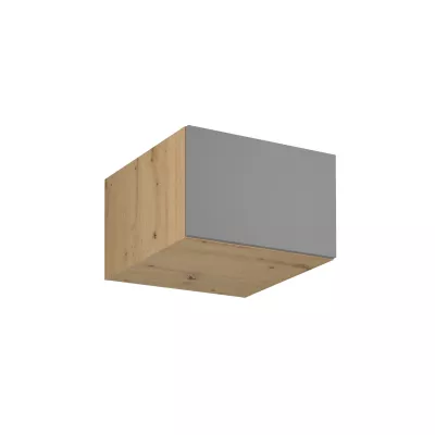 Hoher Hängeschrank mit Flügeltüren VALEN – Breite 60 cm, Eiche handwerklich / Graubeige