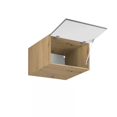 Hoher Hängeschrank mit Flügeltüren VALEN – Breite 60 cm, Eiche handwerklich / Graubeige