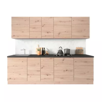 Hoher Hochschrank mit Flügeltüren VALEN – Breite 60 cm, Eiche (handwerklich gefertigt)