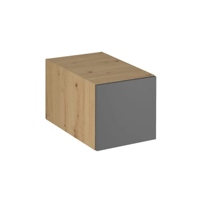 Hoher Hängeschrank mit Flügeltüren VALEN – Breite 40 cm, Eiche handwerklich/grau