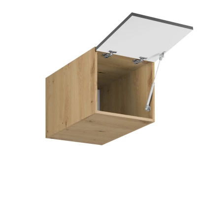 Hoher Hängeschrank mit Flügeltüren VALEN – Breite 40 cm, Eiche handwerklich/grau
