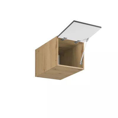 Hoher Hängeschrank mit Flügeltüren VALEN – Breite 40 cm, Eiche handwerklich/grau