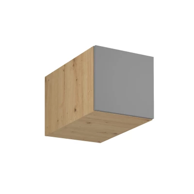 Hoher Hochschrank mit Flügeltüren VALEN – Breite 40 cm, Eiche handwerklich / Graubeige