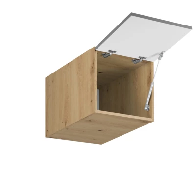Hoher Hochschrank mit Flügeltüren VALEN – Breite 40 cm, Eiche handwerklich / Graubeige