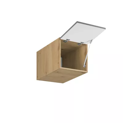 Hoher Hochschrank mit Flügeltüren VALEN – Breite 40 cm, Eiche handwerklich / Graubeige