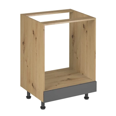 Küchenschrank für Einbaubackofen VALEN – Breite 60 cm, Eiche handwerklich/grau