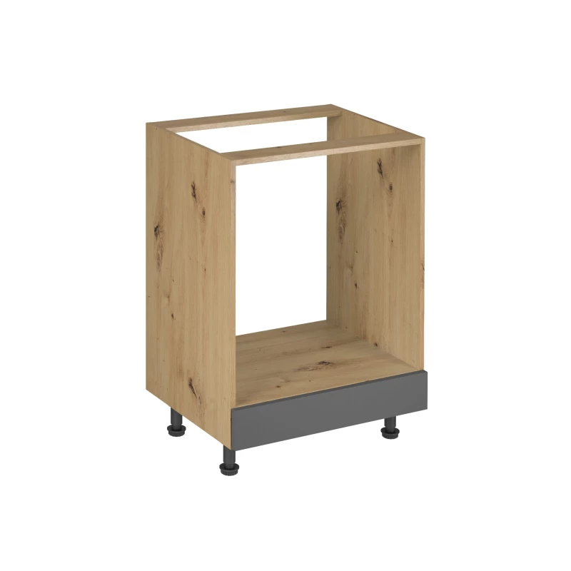 Küchenschrank für Einbaubackofen VALEN – Breite 60 cm, Eiche handwerklich/grau