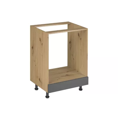 Küchenschrank für Einbaubackofen VALEN – Breite 60 cm, Eiche handwerklich/grau