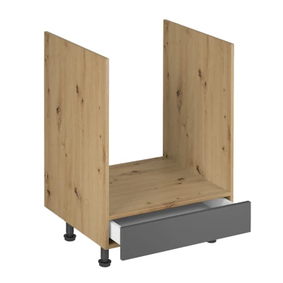 Küchenschrank für Einbaubackofen VALEN – Breite 60 cm, Eiche handwerklich/grau