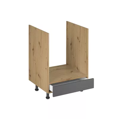 Küchenschrank für Einbaubackofen VALEN – Breite 60 cm, Eiche handwerklich/grau