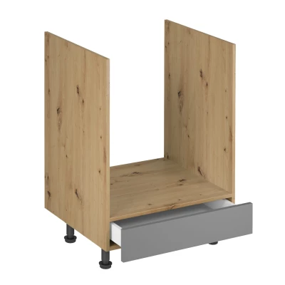 Küchenschrank für Einbaubackofen VALEN – Breite 60 cm, Eiche handwerklich / Graubeige