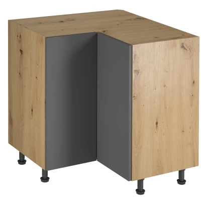 VALEN Eckunterschrank – 79 x 79 cm, Eiche handwerklich/grau