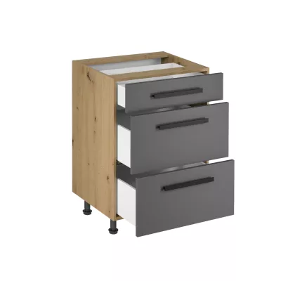 Unterschrank VALEN 2 – Breite 60 cm, Eiche handwerklich/grau
