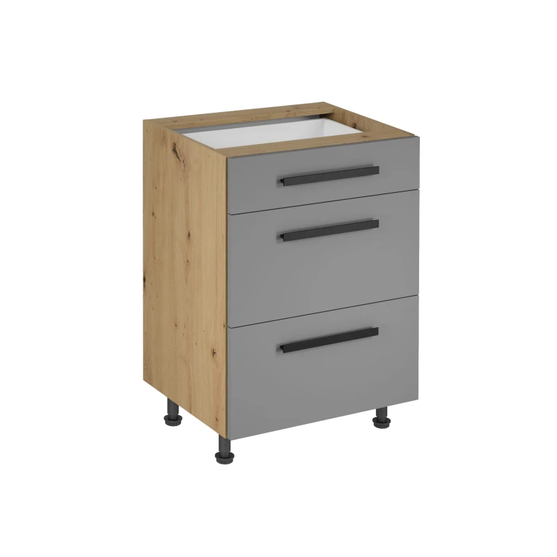 Unterschrank VALEN 2 – Breite 60 cm, Eiche handwerklich / Graubeige