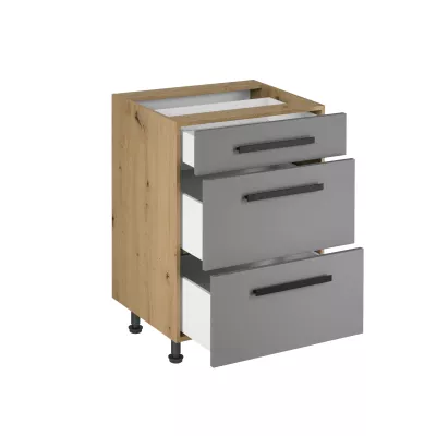 Unterschrank VALEN 2 – Breite 60 cm, Eiche handwerklich / Graubeige