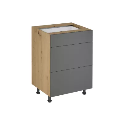 Unterschrank VALEN 1 – Breite 60 cm, Eiche handwerklich/grau