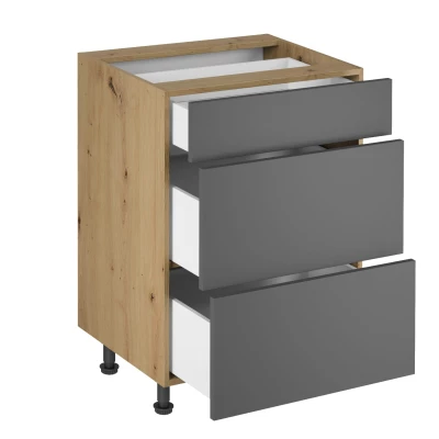 Unterschrank VALEN 1 – Breite 60 cm, Eiche handwerklich/grau