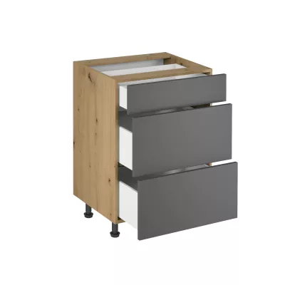 Unterschrank VALEN 1 – Breite 60 cm, Eiche handwerklich/grau