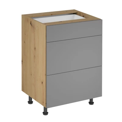 Unterschrank VALEN 1 – Breite 60 cm, Eiche handwerklich / Graubeige