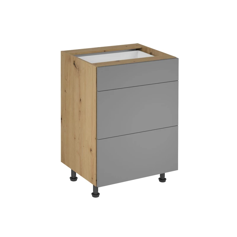 Unterschrank VALEN 1 – Breite 60 cm, Eiche handwerklich / Graubeige