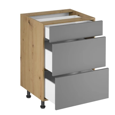 Unterschrank VALEN 1 – Breite 60 cm, Eiche handwerklich / Graubeige
