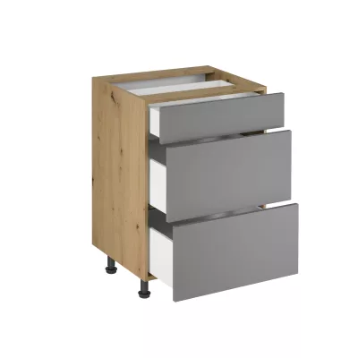 Unterschrank VALEN 1 – Breite 60 cm, Eiche handwerklich / Graubeige