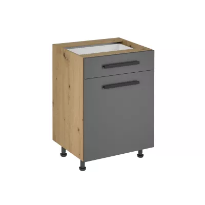 Unterschrank mit VALEN 2 Schubladen – Breite 60 cm, Eiche handwerklich/grau