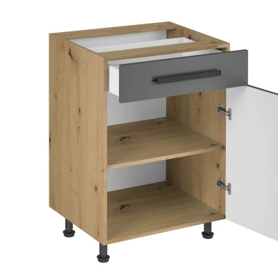 Unterschrank mit VALEN 2 Schubladen – Breite 60 cm, Eiche handwerklich/grau