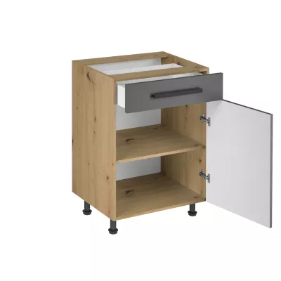 Unterschrank mit VALEN 2 Schubladen – Breite 60 cm, Eiche handwerklich/grau