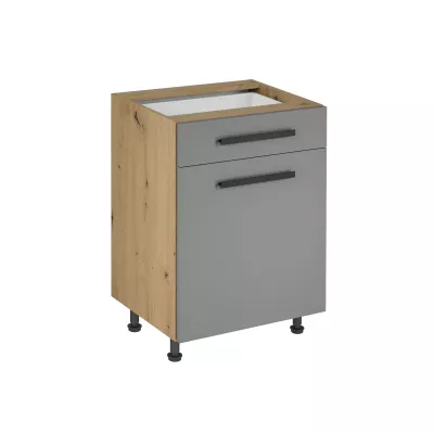Unterschrank mit Schublade VALEN 2 – Breite 60 cm, Eiche handwerklich / Graubeige