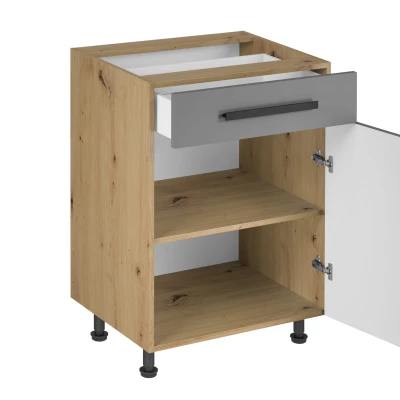 Unterschrank mit Schublade VALEN 2 – Breite 60 cm, Eiche handwerklich / Graubeige