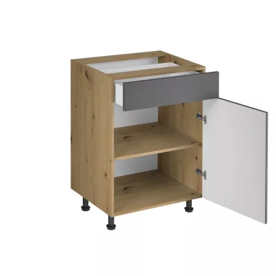 Unterschrank mit Schublade VALEN 1 – Breite 60 cm, Eiche handwerklich/grau